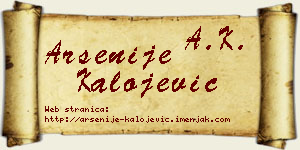 Arsenije Kalojević vizit kartica